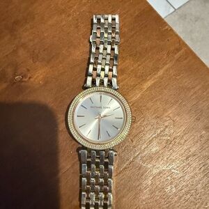 Michael Kors Silver Watch with Crystal Bezel